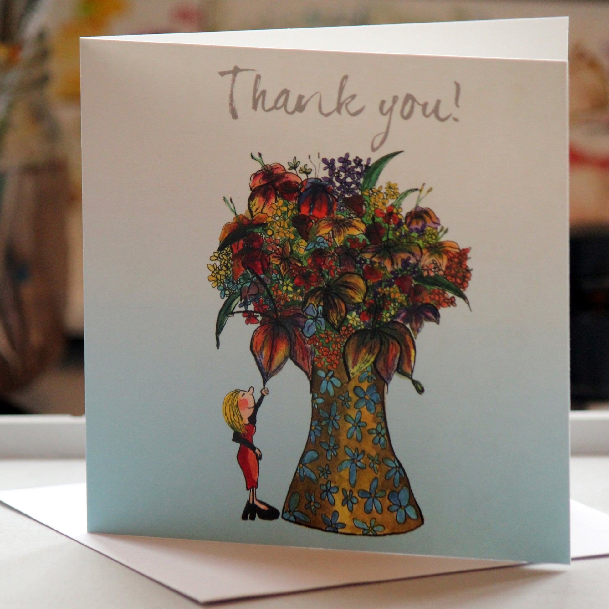"Thank you flowers"- Greeting Card - damedoodah.com  - Art and Design by Katie Rudge 